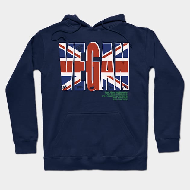 Vegan Union Jack British Flag Hoodie by KateVanFloof